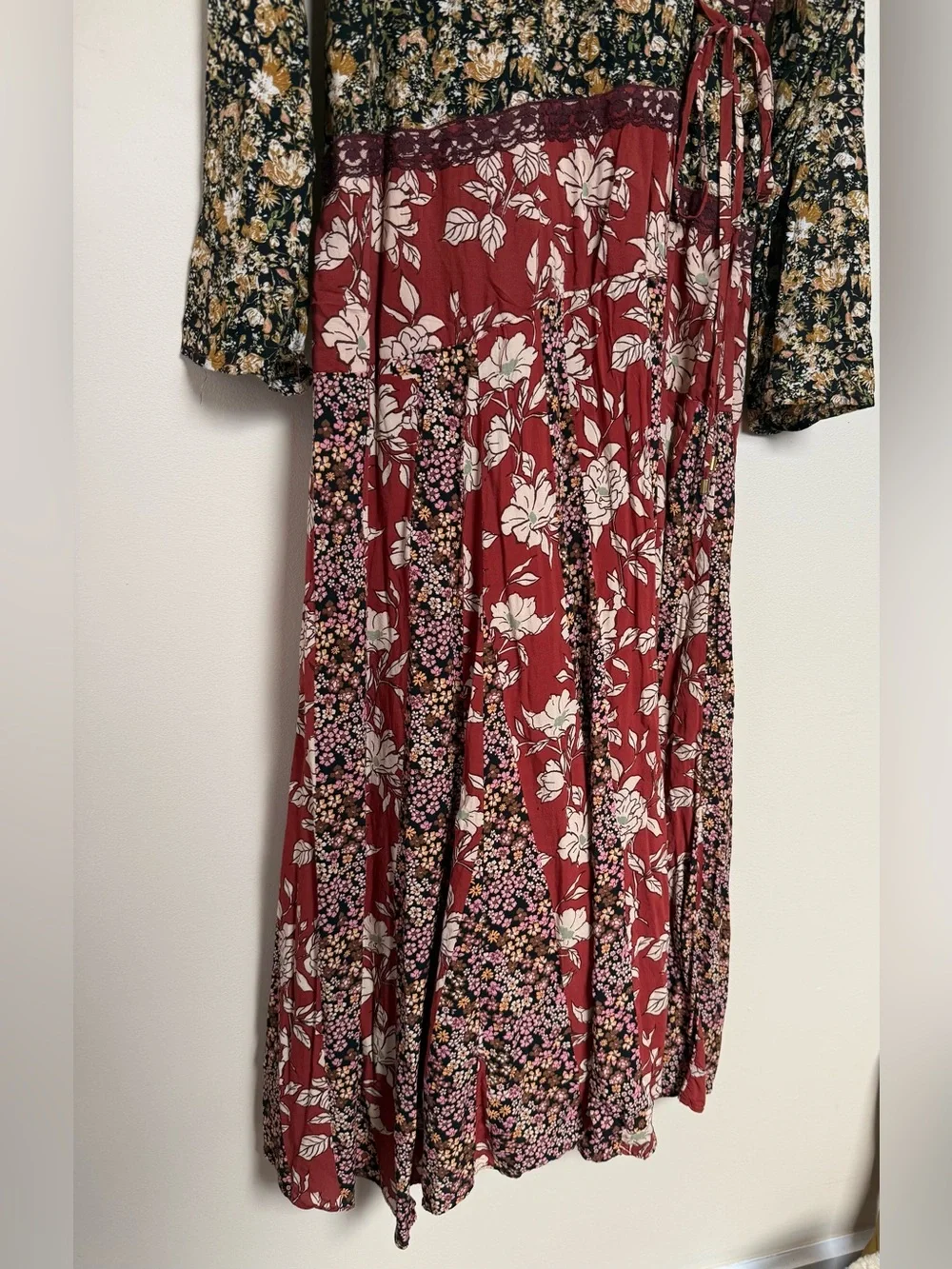 Free People Rust Floral Patchwork Maxi Dress